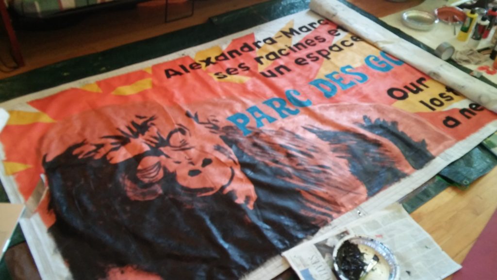 Création de la bannière des AmiEs du parc des Gorilles, La Brigada MTL