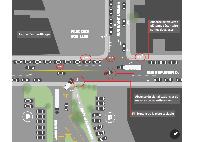Plan de l'intersection actuelle par Michael Seth Wexler, Copenhagenize Design Co.